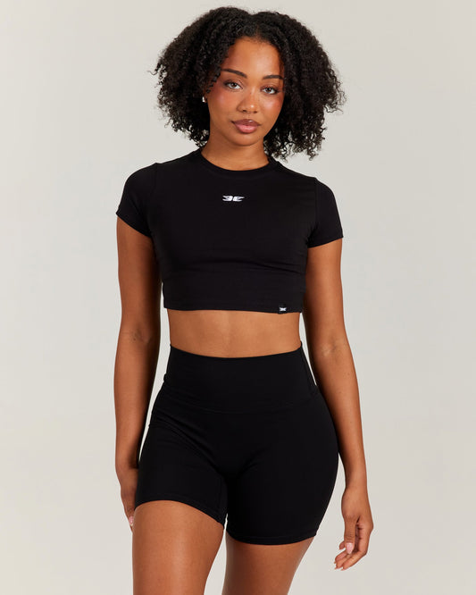 Elite Crop Tee - Black