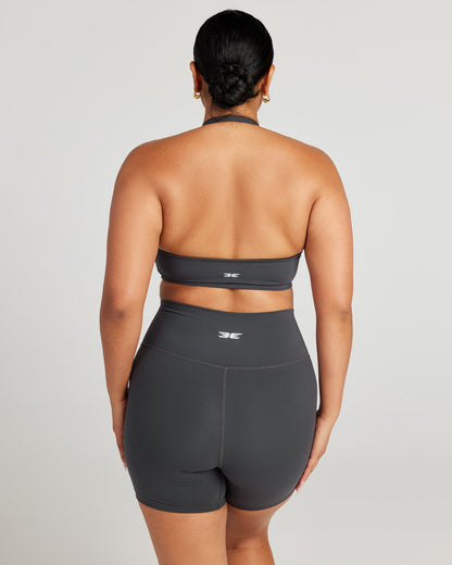 Halter Scrunch Bra - Charcoal