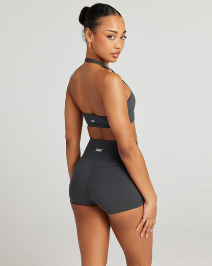 Halter Scrunch Bra - Charcoal