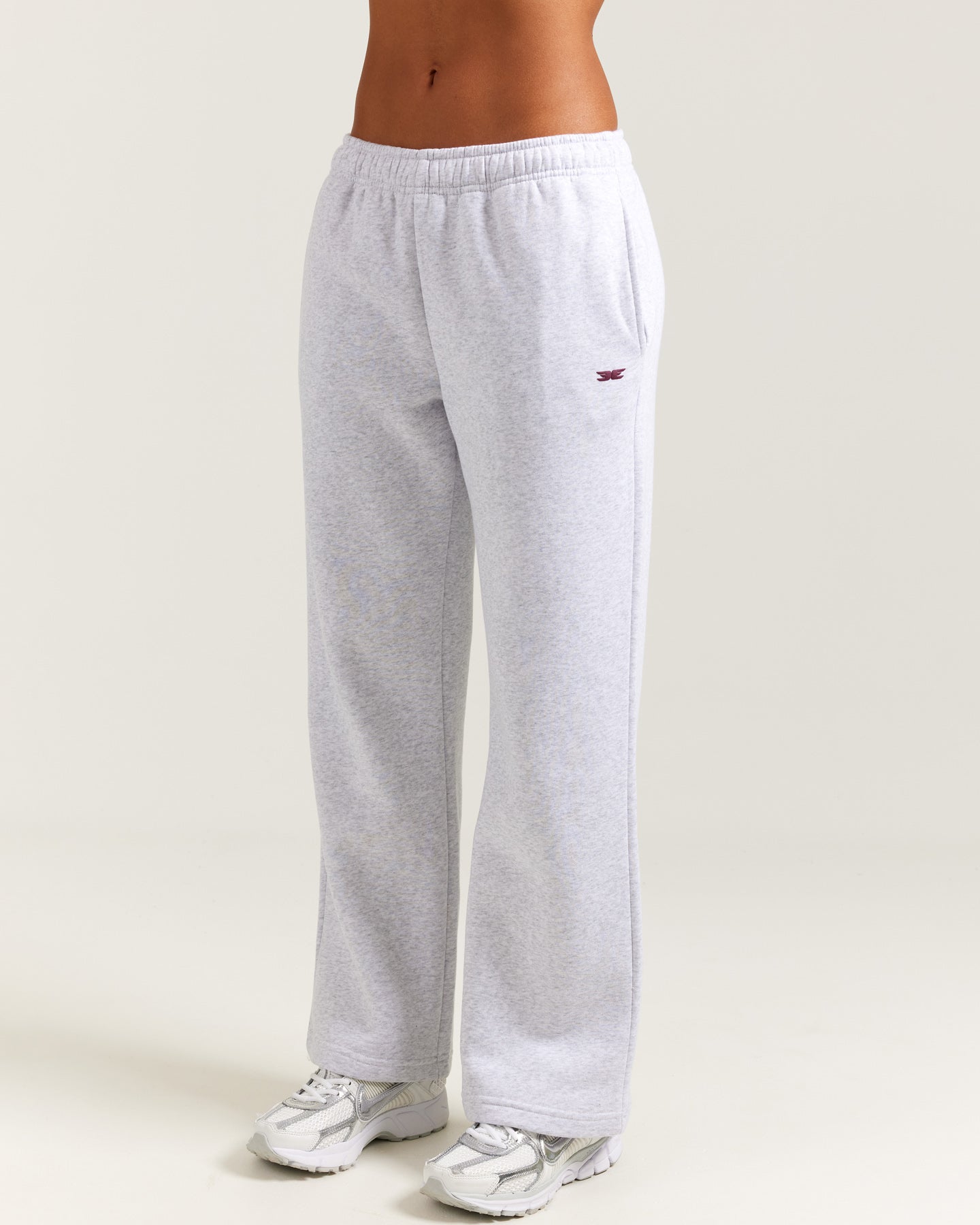 Omni Straight Leg Trackpants (Petite) - Grey Marle/Cherry Cola