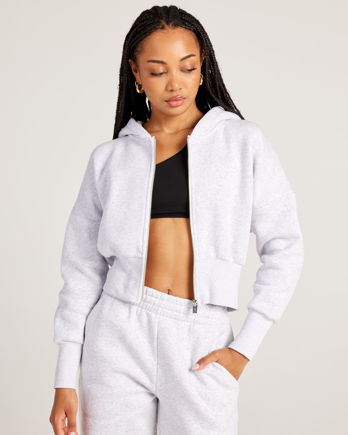 Omni Zip Through Hoodie - Grey Marle/Grey Marle